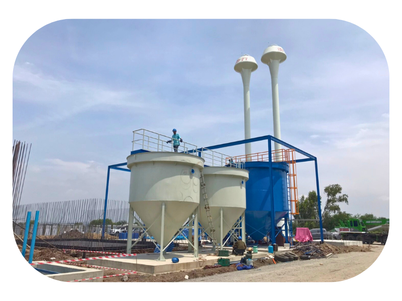 ติดตั้งถังตกตะกอนพร้อมระบบจ่ายน้ำถังแชมเปญ