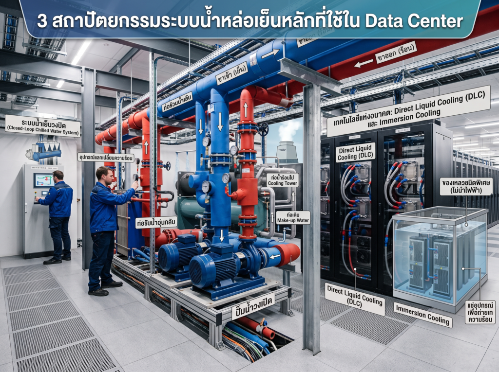 3 สถาปัตยกรรมระบบบน้ำหล่อเย็นใน data center